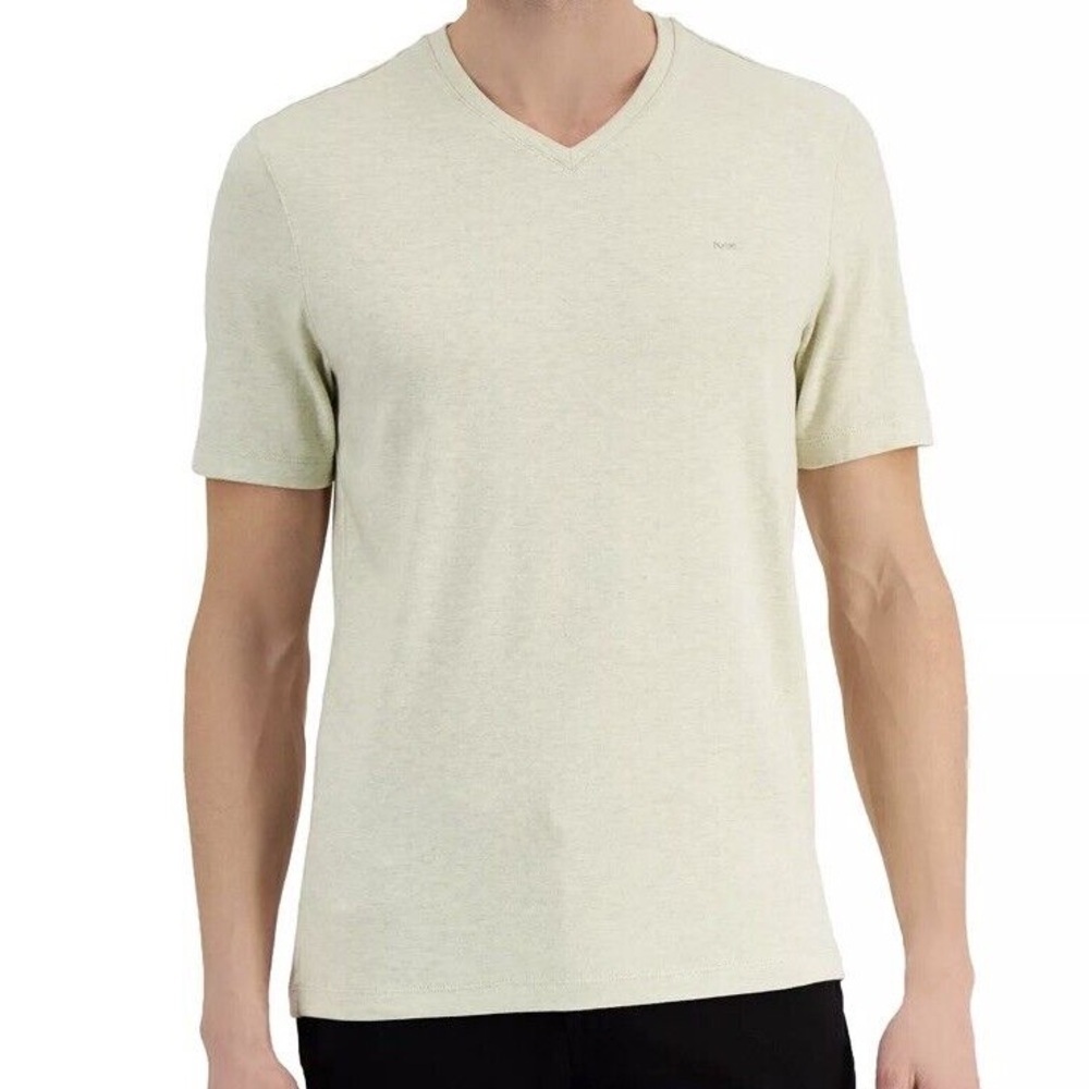 Michael Kors Men's V-Neck T-Shirt - Fog Heather, XL!